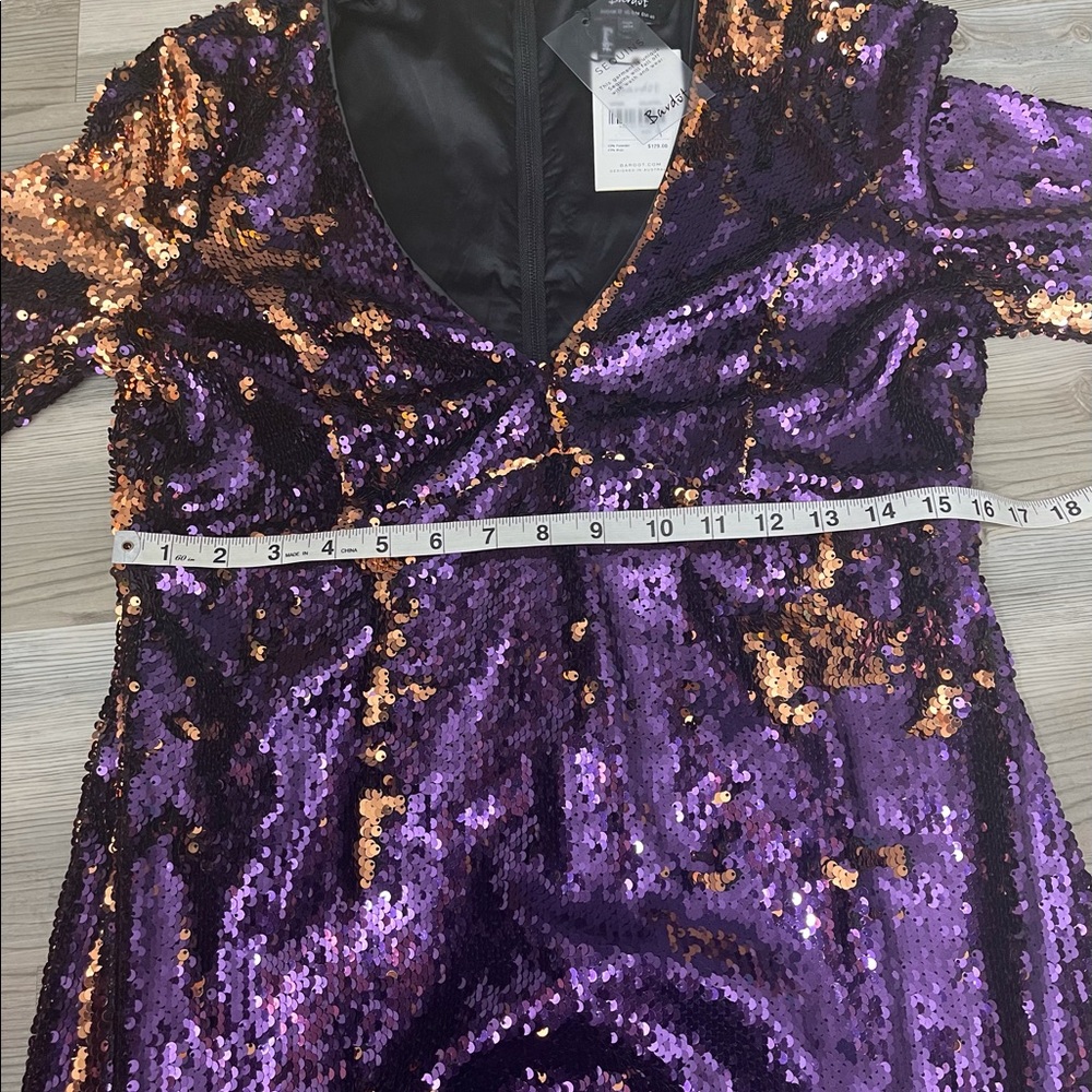 Bardot Sequins Dress Two Tones Embellished - Picture 6 of 7